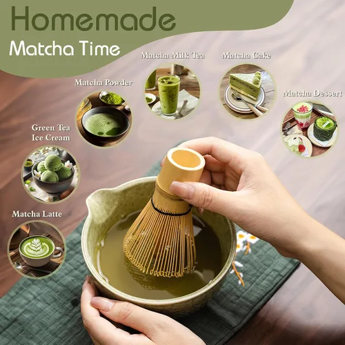 Miniatura 6 de Juego de 6 batidores de matcha, kit de herramientas de fabricación de matcha ceremonial japonés para batidor de bambú, cuchara de matcha, cuchara
