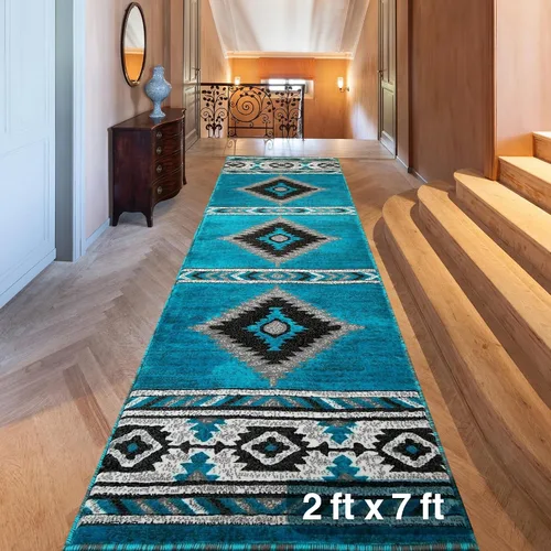 Miniatura 35 de YHSF South West - alfombra nativa americana del suroeste, fácil de limpiar, gruesa, suave y duradera, alfombra tribal inspirada en indios americanos