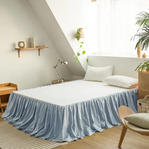Miniatura 7 de BISELINA - Falda de cama de lino francés con volantes plisados de 22 pulgadas, caída a medida, mezcla natural de lino y algodón, funda para cama