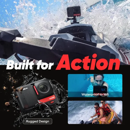 Miniatura 10 de Insta360 ONE RS Twin Edition – Cámara de acción impermeable 4K 60fps y cámara 360 de 5.7K con lentes intercambiables, estabilización, foto de 48MP