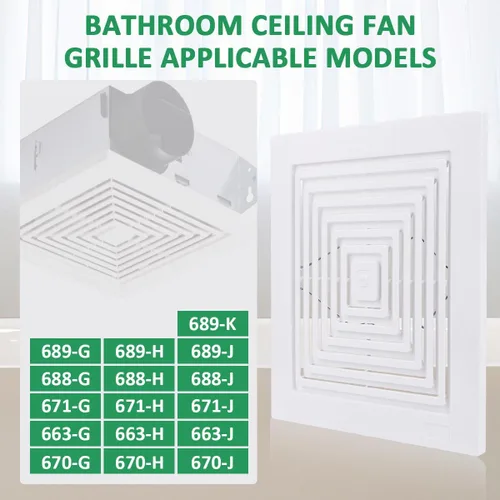 Miniatura 6 de 97011723 Rejilla de Ventilador de Techo de Baño con Resortes Piezas de Repuesto para Ventilador de Escape Cuadrado de Techo o Montaje en Pared