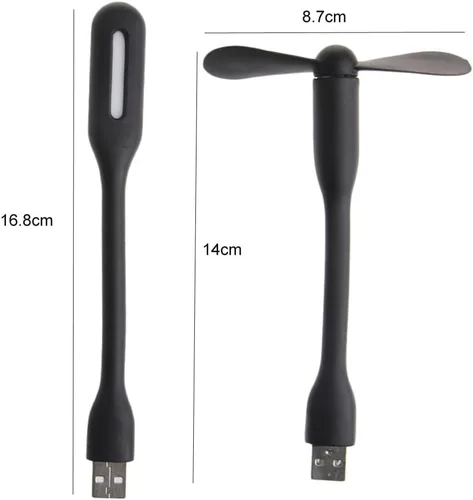 Miniatura 6 de Mini ventilador USB LED luz flexible flexible flexible ventilador de refrigeración con lámparas para banco de energía, computadora portátil, Blanco