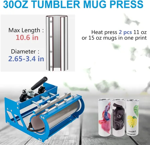 Miniatura 6 de Topdeep Pro Prensa de Calor 15x15 Pulgadas, Máquina de Prensa de Calor 5 en 1 con Prensa de Vaso de 30 OZ, Máquina de Prensado de Camisetas