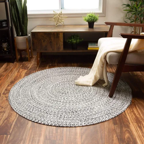Miniatura 72 de Super Area Rugs Farmhouse - Alfombra trenzada de algodón reversible para cocina, gris y blanco, 4 x 6 pies, ovalada