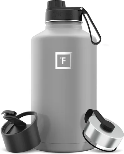 Miniatura 84 de IRON °FLASK Frasco de hidratación para acampar y senderismo con pajilla, botella de agua deportiva de acero inoxidable con aislamiento de boca Dark