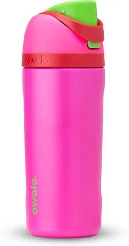 Botella de agua aislada de acero inoxidable con pajita para niños FreeSip de Owala, sin BPA, excelente para viajes, 16 onzas, Todas las bayas