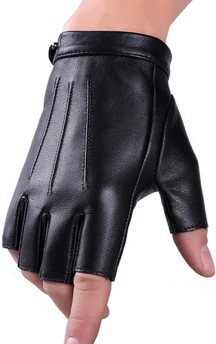 Guantes de conducción sin dedos, de piel sintética, para deportes al aire libre, guantes de medio dedo para hombres, mujeres y adolescentes
