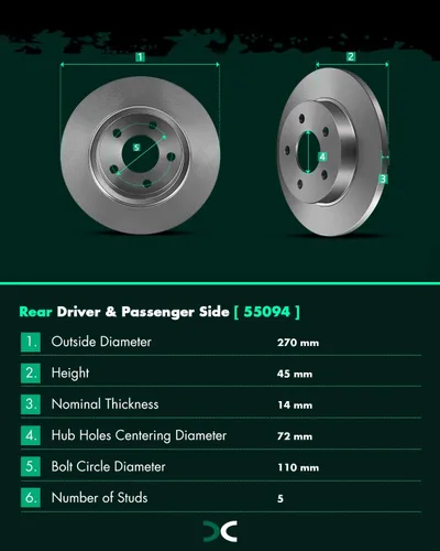 Miniatura 8 de SCITOO Rotores de freno sólidos traseros de 10.63 pulgadas + pastillas de freno de cerámica de repuesto para Chevy Cobalt, Malibu, HHR, Pontiac G5