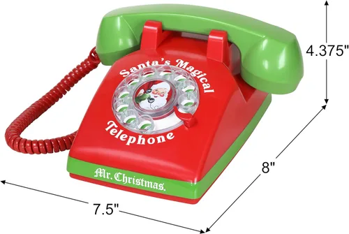 Miniatura 8 de Mr. Christmas Teléfono mágico de Santa - Teléfono de Santa para niños, llamadas interactivas de Navidad, conversaciones reales, vintage seguro