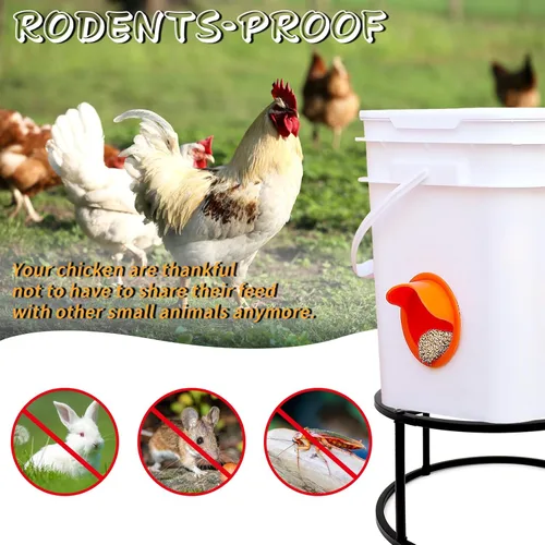 Miniatura 5 de 4 piezas de soporte para comedero y regadera de pollo, soporte de metal con 4 patas y base redonda, soporte resistente para cubos y barriles