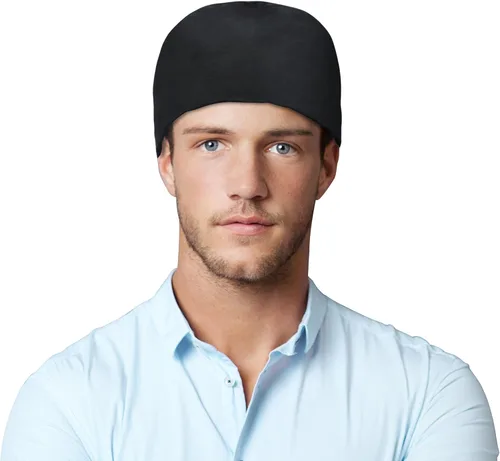 Miniatura 7 de Gorra de trabajo ajustable con botón, gorro de trabajo de algodón forrado de satén, banda para el sudor, gorro de trabajo elástico unisex
