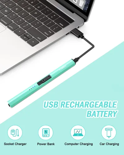 Miniatura 6 de Encendedor recargable Encendedores de velas eléctricos de plasma de arco sin llama a prueba de viento USB Encendedor Multi-Seguridad Protección Azul