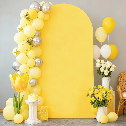 Miniatura 20 de Cubierta de Fondo de Arco Beige de 6 Pies - Cubiertas de Poliéster Ajustadas para Soporte de Arco de Boda con Parte Superior Redonda, Cubierta