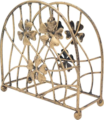 Miniatura 5 de Servilletero de mesa, diseño de pétalos y ramas florales de bronce antiguo, dispensador de pañuelos independiente