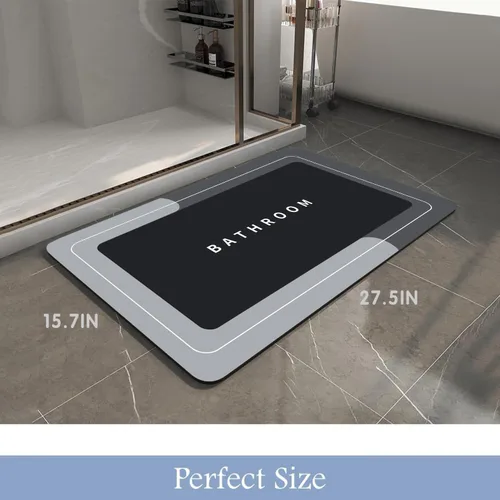 Miniatura 2 de Tapete de baño, de secado rápido, antideslizante, delgado, súper absorbente, tapete de baño, tapete de baño para suelo, bañera, tocador, tapete