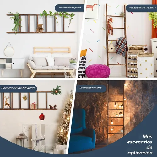 Miniatura 3 de Escalera de madera para manta de 6 niveles, 5.7 pies (66.5 pulgadas), soporte para mantas, colchas y toallas, escalera decorativa, fácil montaje