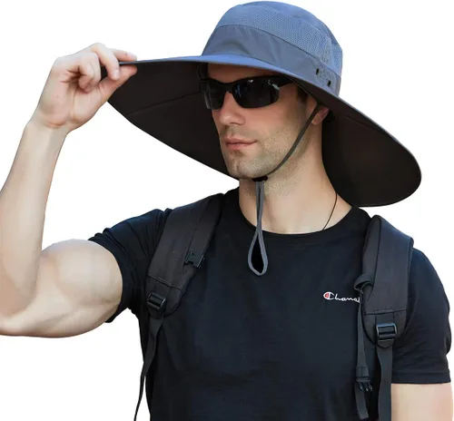 Miniatura 11 de Leotruny Sombrero de pescador de ala súper ancha UPF50+ sombrero impermeable para pesca, senderismo, camping