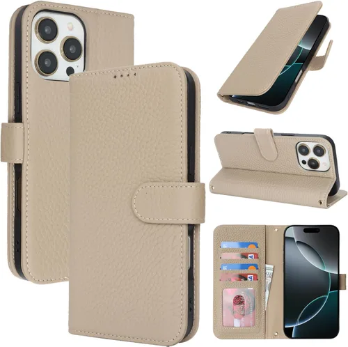 Miniatura 30 de Zouzt Funda para iPhone 11 de 6.1 pulgadas de piel auténtica con 4 ranuras para tarjetas, tarjetero con bloqueo RFID, tapa magnética, función atril