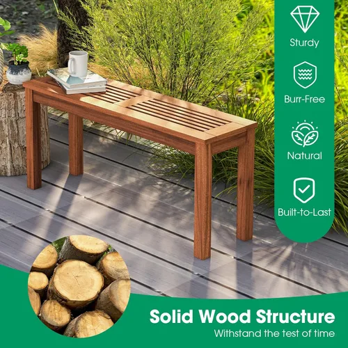 Miniatura 6 de Tangkula Banco de madera para patio, banco de madera maciza para 2 personas con asiento de listones, Loveseat de 39.5 pulgadas de largo con marco