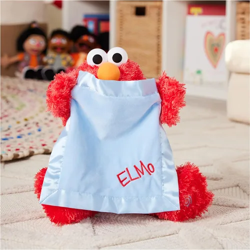 Miniatura 3 de GUND Sesame Street - Peluche animado oficial de Peek-a-Boo Elmo de Muppet de Plaza Sésamo, juguete sensorial de felpa prémium para edades de 18 Azul