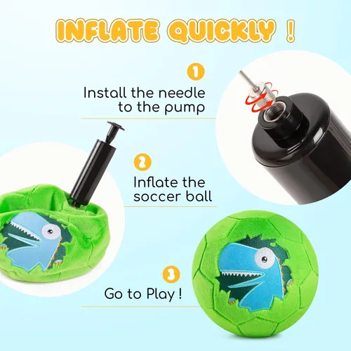 Miniatura 7 de ZOOJOY Balón de fútbol interior para niños pequeños de 1 a 3 años, pelota de fútbol silenciosa para bebé, felpa suave inflable con bomba, juguetes