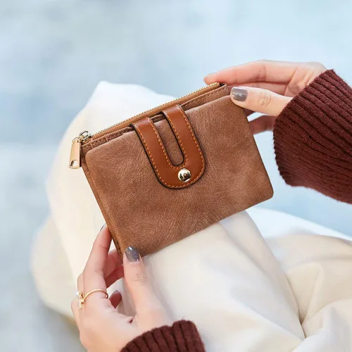 Miniatura 31 de AOXONEL Cartera pequeña de cuero plegable Rfid para mujer, con cremallera, bolsillo para tarjeta de identificación, delgada, compacta y delgada