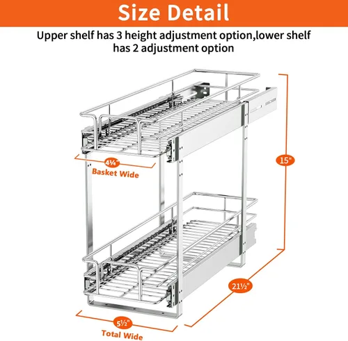 Miniatura 3 de ROOMTEC Organizador individual extraíble de armario (5.5 pulgadas de ancho x 21.5 pulgadas de profundidad), organizador de especias de 2 niveles