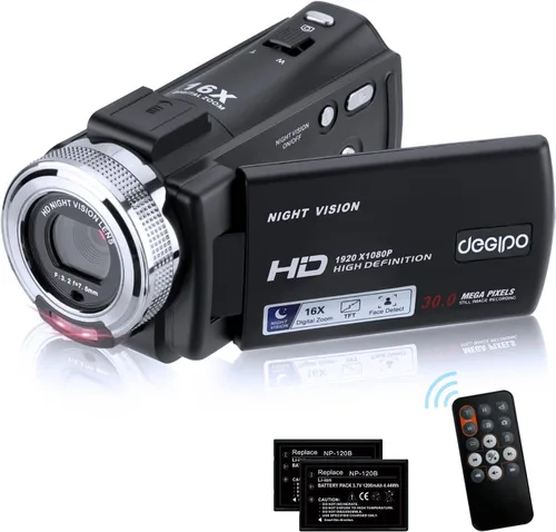 Miniatura 5 de Videocámara de video, Full HD 1080P 30FPS IR visión nocturna Vlogging cámara para YouTube Kids, pantalla LCD de 3.0 pulgadas, cámara digital