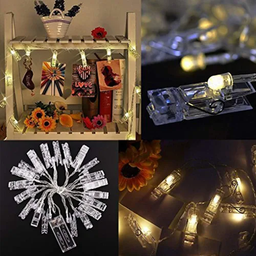 Miniatura 5 de Dopheuor Cadena de luces LED con clip de fotos, cadena de luces LED para colgar fotos, fotos, funciona con pilas para regalos, patio, Navidad, Cálido