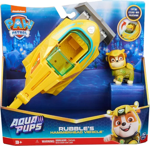 Miniatura 3 de Paw Patrol Aqua Pups Rubble - Vehículo transformable de tiburón martillo con figura de acción coleccionable, juguetes para niños a partir de 3 años