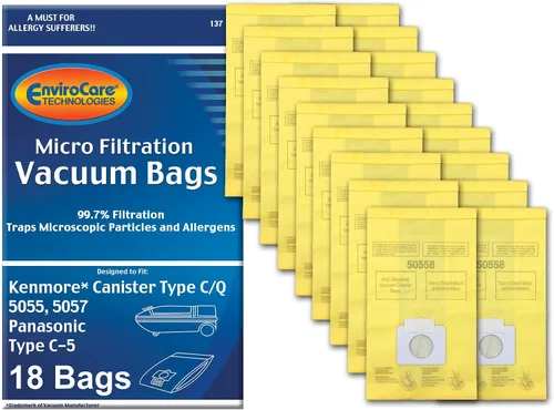 Envirocare Bolsas de vacío de microfiltración multicapa de repuesto premium compatibles con aspiradoras Kenmore tipo C/Q. 5055, 50557 y 50558