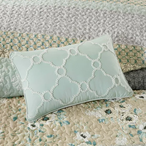Miniatura 3 de Madison Park Set de colcha 100% algodón con estampado floral, costuras dobles, para todas las estaciones, colcha ligera de estilo shabby chic, Verde