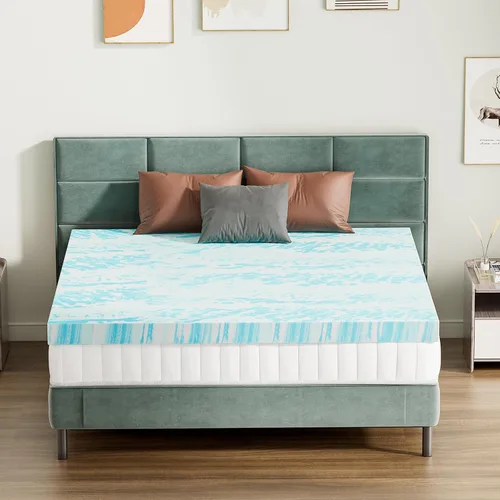 Miniatura 9 de Sweetcrispy Cubrecolchón Queen de espuma viscoelástica de 2 pulgadas de grosor con infusión de gel para cama tamaño Queen, sofá cama, caravana