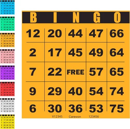Miniatura 9 de 100 tarjetas de bingo, grandes de 4.5 x 4.5 pulgadas, azul (1 de 8 colores), hojas de bingo de papel, desechables o reutilizables para daubers