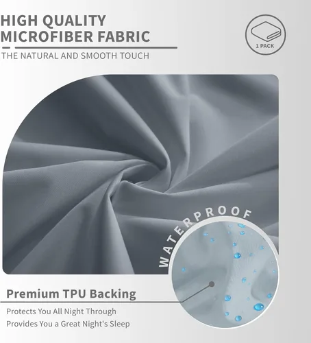 Miniatura 3 de Twin Mattress Protector, Premium 100% Waterproof Mattress Cover, Noiseless Breathable Soft, Fitted Deep Pocket 8-21'' Bed Cover (Grey)