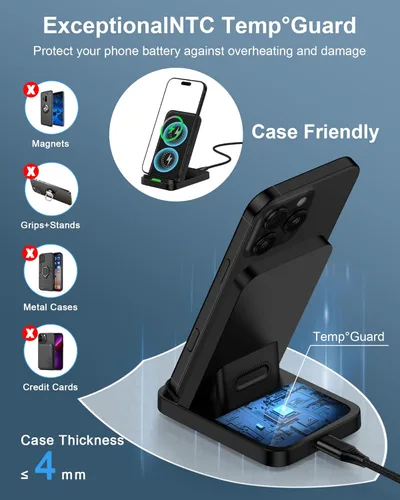 Miniatura 5 de Soporte de Carga Inalámbrica Android para Samsung Galaxy S26 S25 Ultra S24, Soporte de Teléfono de Carga Inalámbrica de 15 W para iPhone 17 Pro Max