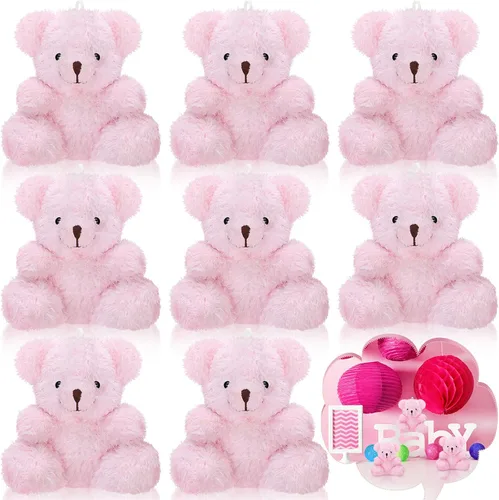 Threan 8 Piezas Mini Osos de Peluche de 4'' Osos Pequeños a Granel Juguetes de Animales de Peluche Muñecos de Oso Suave Pequeños Rellenos de Regalo