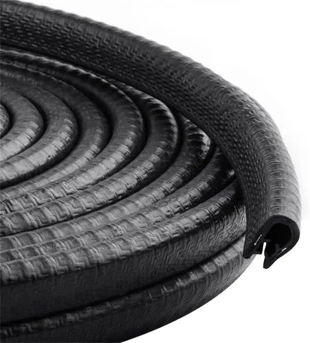 Protección Universal para Puertas de Automóvil de 33 pies (10 m), Tira de Protección de Borde en Forma de U de Goma, Diseño Negro sin Pegamento