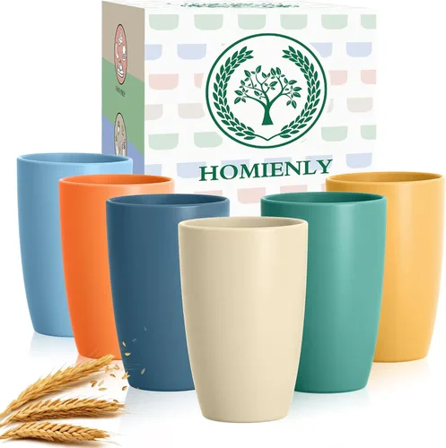 Miniatura 29 de Homienly Juego de vasos apilables con popote de trigo inastillable, vasos de cocina irrompibles para niños y adultos, reutilizables, aptos para 8