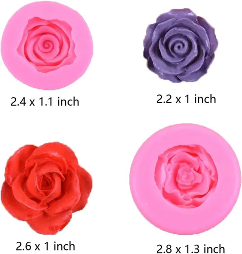 Miniatura 2 de OBTANIM 2 moldes de silicona para fondant de flores de rosas 3D Bloom para pastel de chocolate, jabón, dulces, pastelería, postre