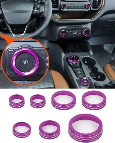 Miniatura 18 de Savadicar CKT01 Billet - Juegos de molduras de perillas de control de aluminio billet, faros/4WD/HVAC, biseles de anillos de perillas de control