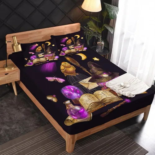 Miniatura 2 de Sábanas de bruja tamaño matrimonial – Sábanas de bruja para niños y niñas, juego de sábanas de brujería, microfibra suave y bolsillo profundo