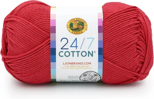 Miniatura 22 de Lion Brand Yarn, Hilo ligero mercerizado de algodón 24/7 para tejer, ganchillo y manualidades, Almirante, 1 paquete, 185 yardas de fibra natural
