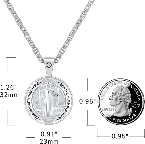 Miniatura 4 de Eusense San Miguel San Cristóbal San Benito San Judas Virgen María Collar chapado en oro 925 joyería religiosa para hombres y mujeres, collar