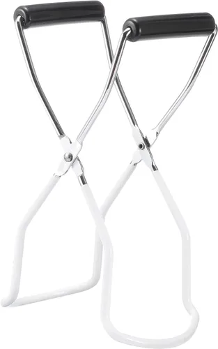 Miniatura 10 de uxcell 1 pinza elevadora de tarros de conservas, elevador de tarro galvanizado con mango de goma para un agarre seguro, color negro