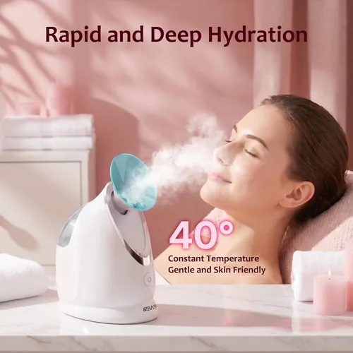 Miniatura 6 de EZBASICS Vaporizador facial iónico para el hogar, humidificador de niebla cálida atomizador para cara, sauna, spa, senos nasales, hidratación, Azul