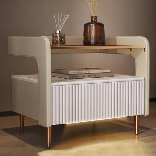 Moderna mesita de noche de madera maciza con cajón, mesa de noche de madera de primera calidad, mesa auxiliar, Mesita de Noche para dormitorio,