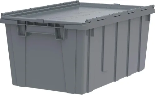 Miniatura 2 de Buckhorn AR2717120201000 Contenedor de Almacenamiento Industrial de Plástico Apilable KeepBox Tote con Tapa Articulada Adjunta