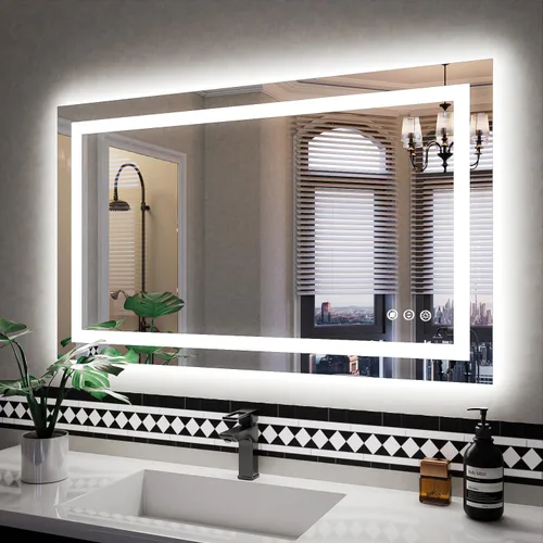 Miniatura 74 de ISKM Espejo LED con marco para baño de 40"x30", espejo de baño LED regulable con luces, antivaho, espejo iluminado frontal y retroiluminado de 3