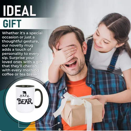Miniatura 6 de shop4ever Taza de café de cerámica con diseño divertido de papá oso, mango negro, taza de café de cerámica de 15 onzas, regalo para papá, día